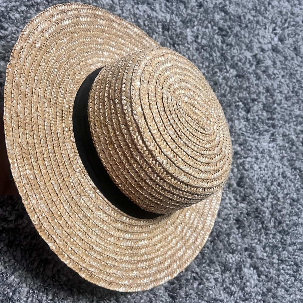 Asos stylish tan straw hat with black band